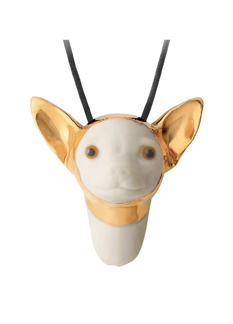 Masked Chihuahua Pendant. Golden Lustre, 1 of 3