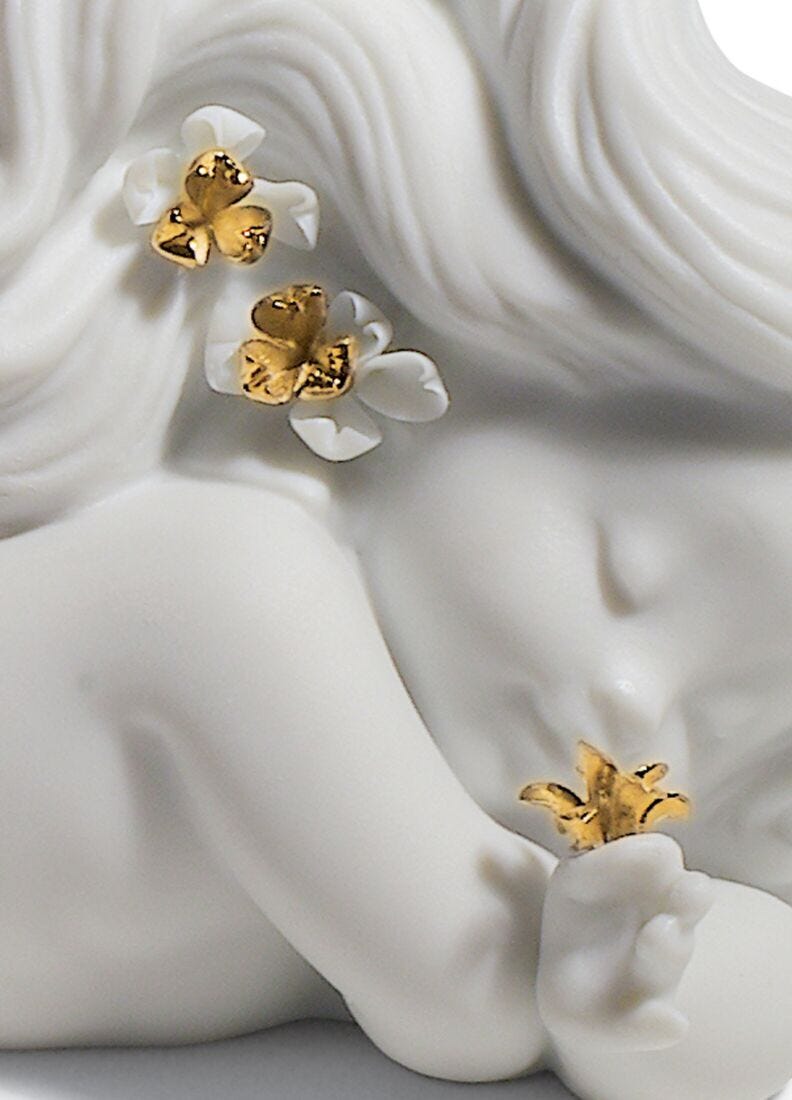 Figura sirena Soñando con el mar. Lustre oro, 3 de 5