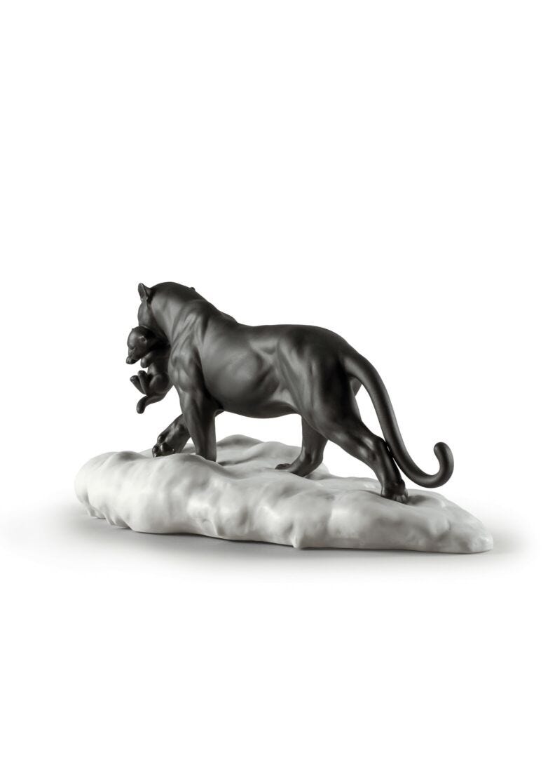 Black Panther with Cub Figurine in Lladró