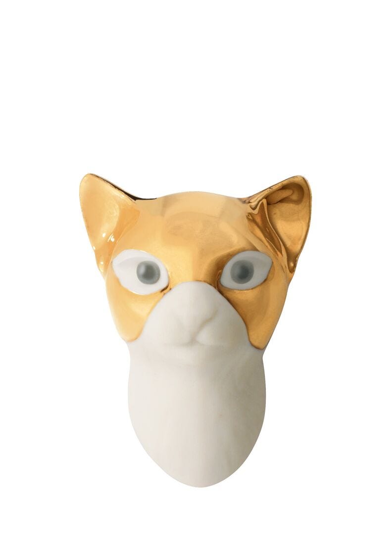 Masked Cat Pendant. Golden Lustre, 2 of 3