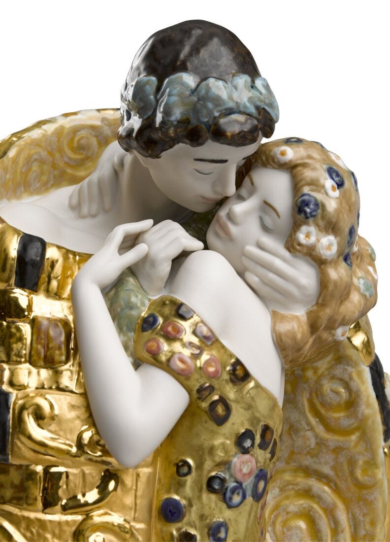 The Kiss Couple Sculpture. Golden Luster, 2 of 7