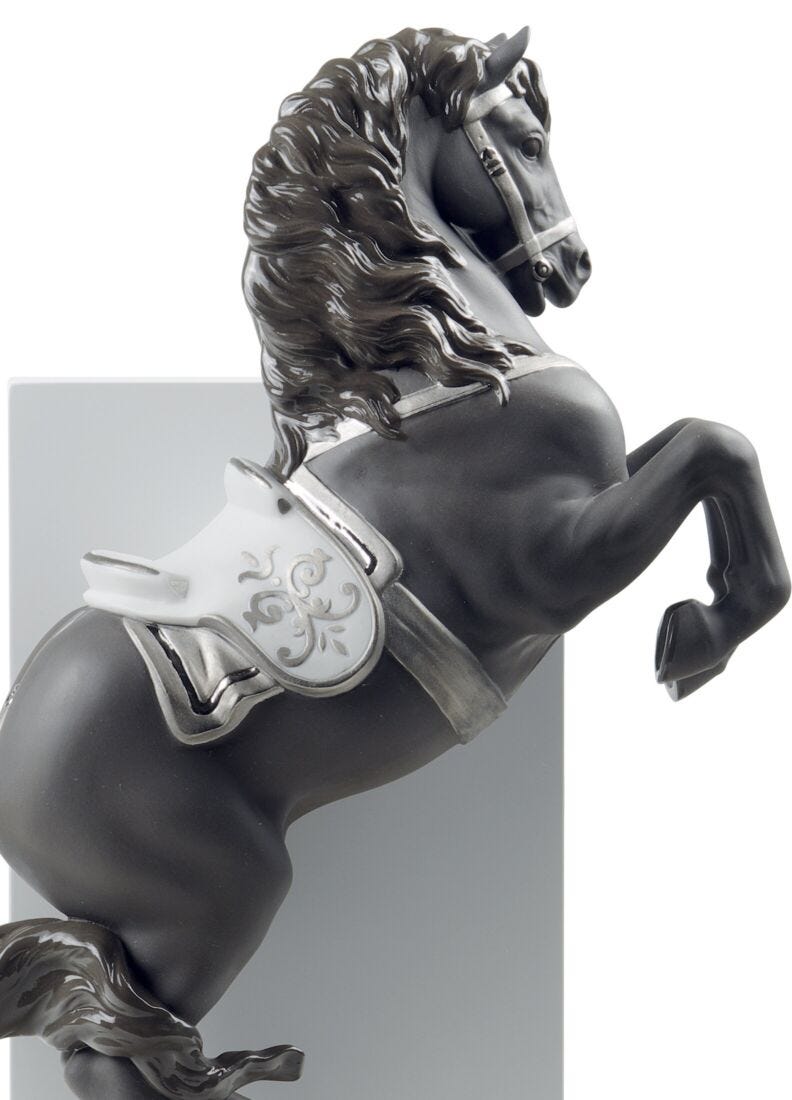 Horse on Courbette Figurine. Silver Lustre, 2 of 4
