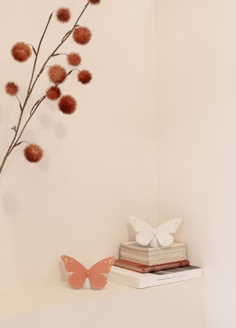 Butterfly Figurine. Golden Luster & Coral, 2 of 5