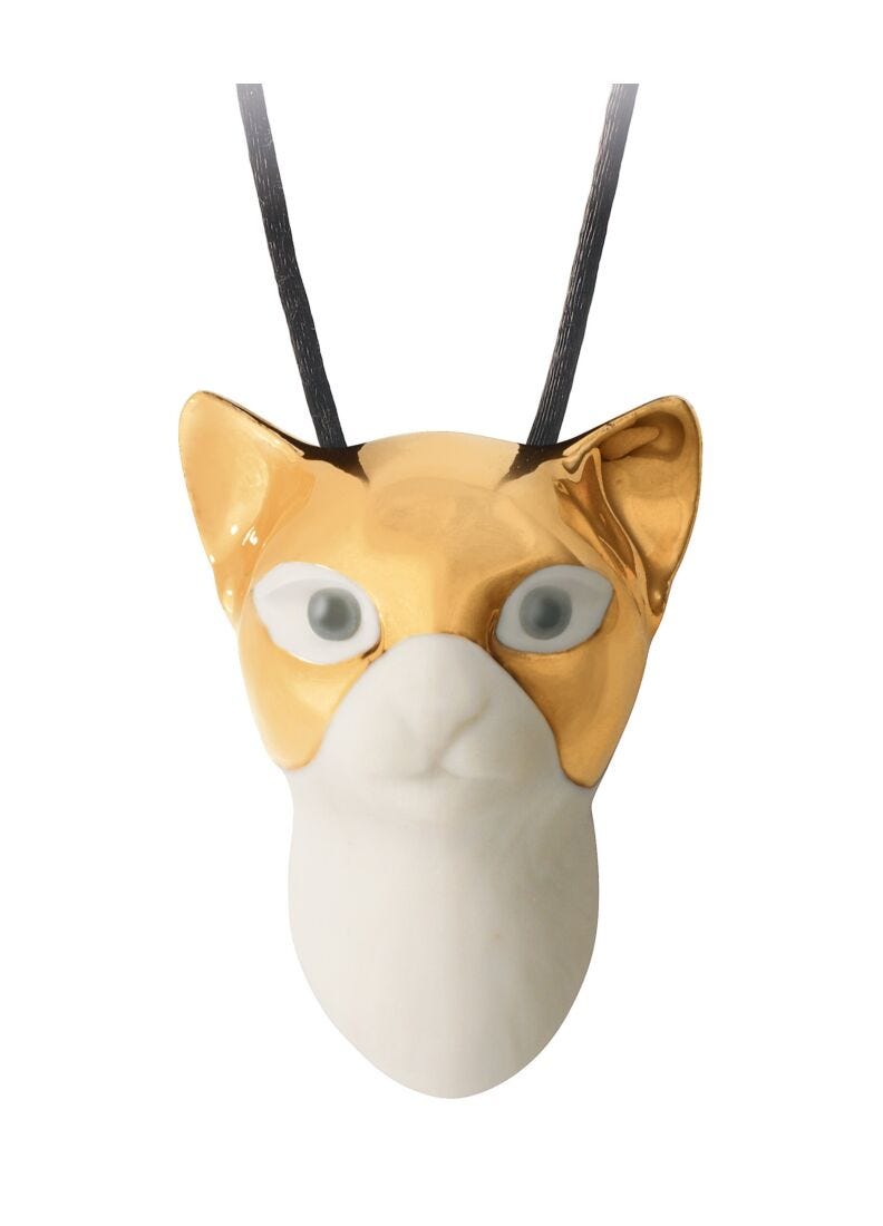 Masked Cat Pendant. Golden Lustre, 1 of 3