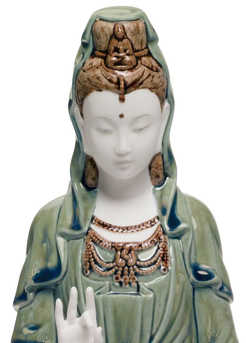 Kwan Yin Figurine. Green, 1 of 5