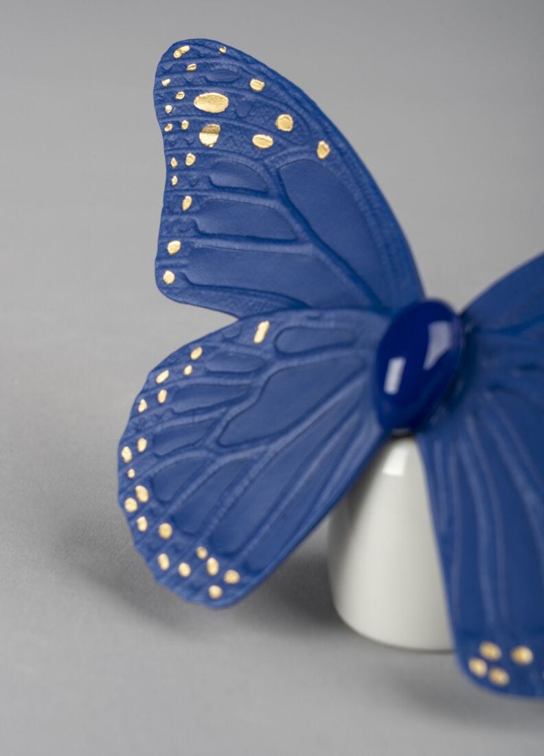 Butterfly Figurine. Golden Luster & Blue, 3 of 5