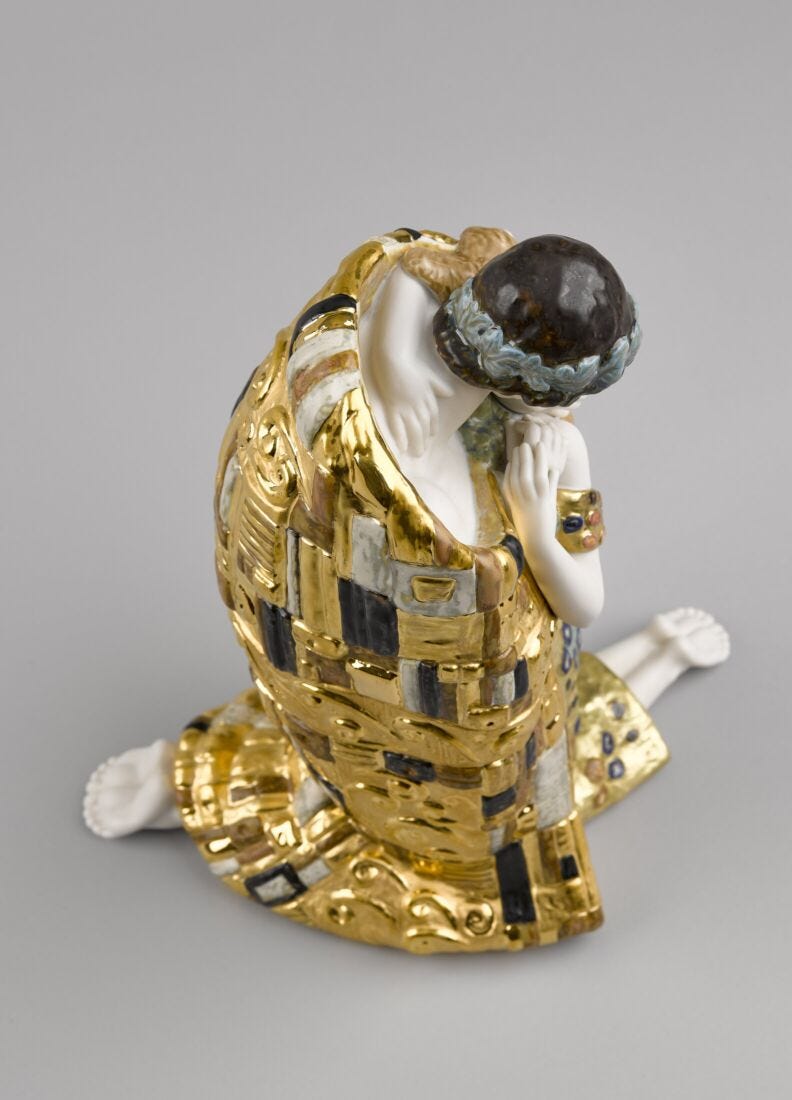 The Kiss Couple Sculpture. Golden Luster, 6 of 7