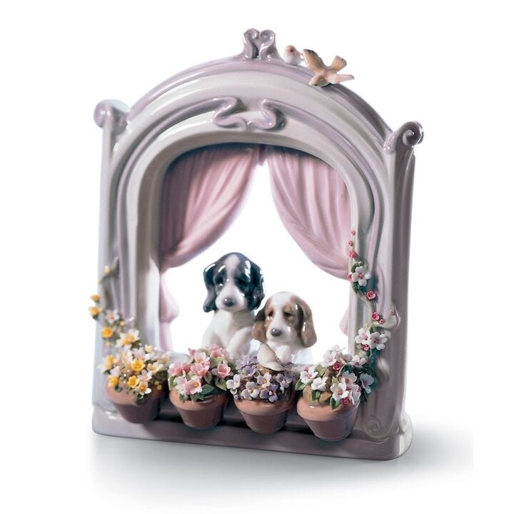 Figura perros Ventana florida en Lladró
