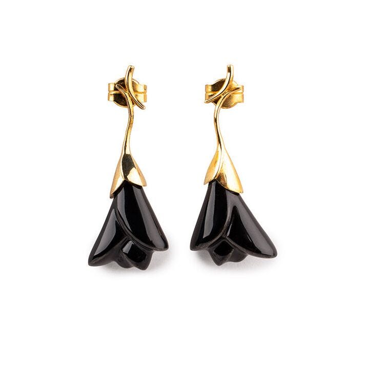 Heliconia Short Earrings. Black in Lladró