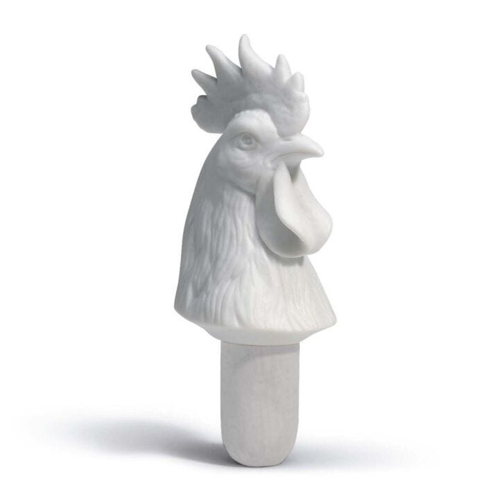 Bacchus bottle stopper cockerel (white) in Lladró
