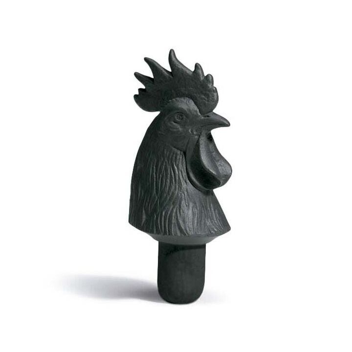 Bacchus bottle stopper cockerel (black) in Lladró