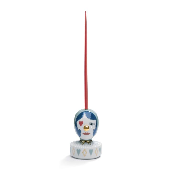 The Masquerade Iii Candle Holder. By Jaime Hayon. Golden Lustre in Lladró