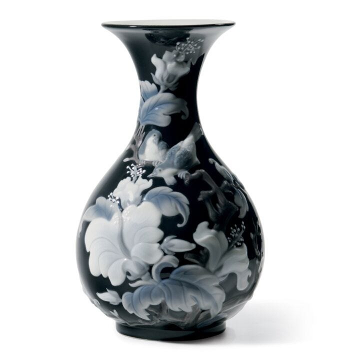 Sparrows Vase. Black in Lladró
