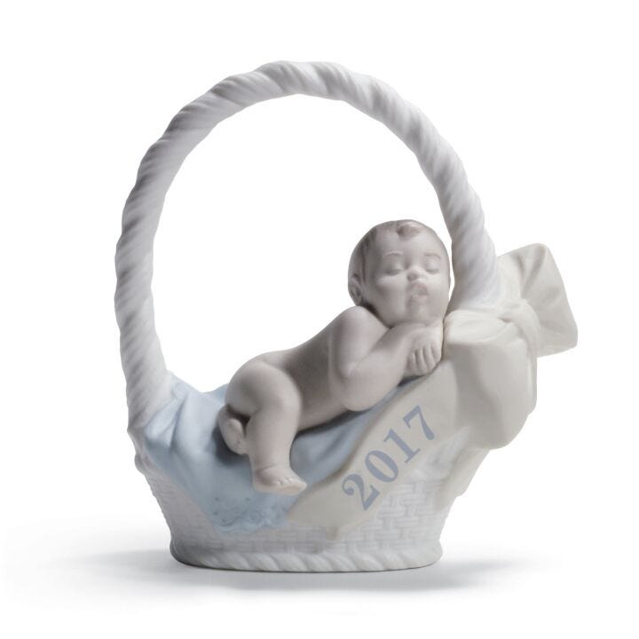 Born in 2017 Boy Figurine. Fair Skin in Lladró