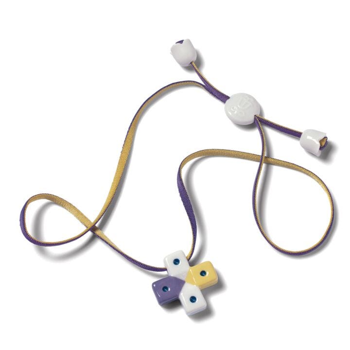 Greek Cross Pendant. Purple and yellow in Lladró
