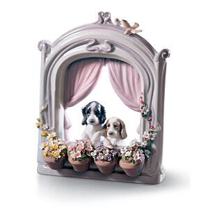 Figurina Cani Finestra fiorita in Lladró