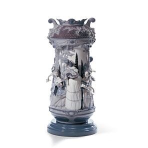 Vaso Dame in giardino. Edizione limitata. Lustro grigio e argento