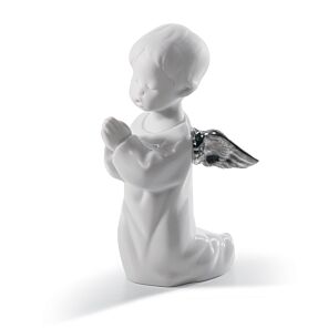 Angel Praying Angel Figurine. Silver Lustre