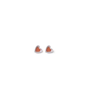 Hearts Stud Earrings. Violet & Red