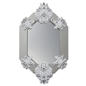 Eight Sided Wall Mirror. Silver Lustre and White. Limited Edition