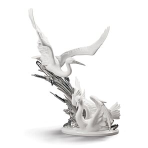 Scultura Gru. Lustro argento