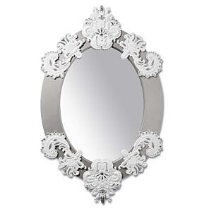 Espejo ovalado (blanco / plata)