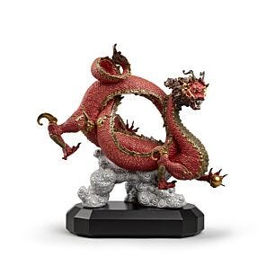 Escultura Dragón auspicioso. Rojo. Serie limitada