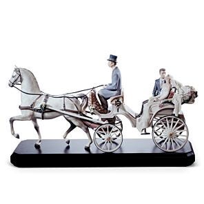 Bridal Carriage Couple Sculpture. Limited Edition