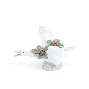 Flying duck with mistletoe