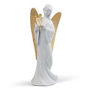 Celestial Melody Angel Christmas Ornament. Golden Lustre