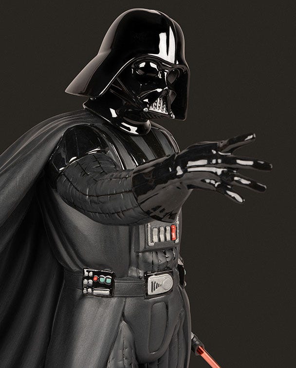Detalles de la escultura de porcelana Darth Vader