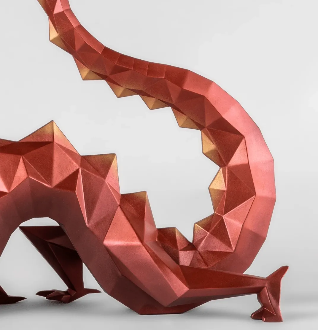 Detalles escultura Dragón Origami